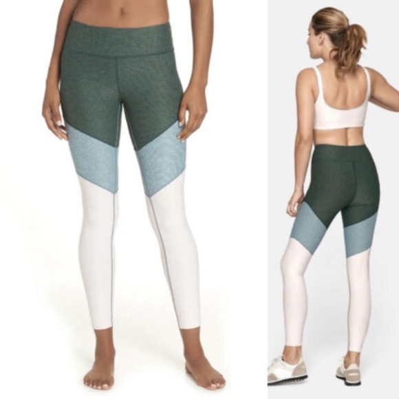 Outdoor Voices Pants - Outdoor Voices Colorblock Green Blue White Stretchy 7/8 Springs Leggings M